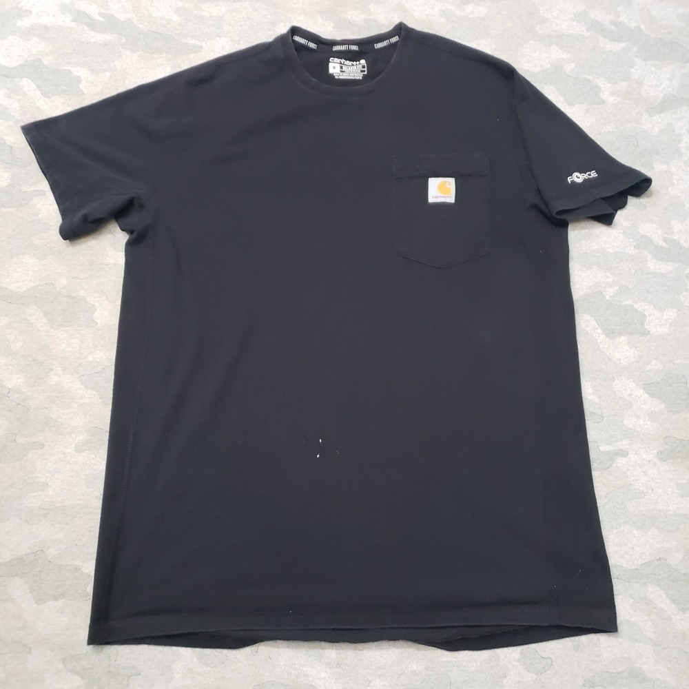 Carhartt Force Shirt Mens Medium Black Workwear Relaxed Fit Pocket Short Sleeve